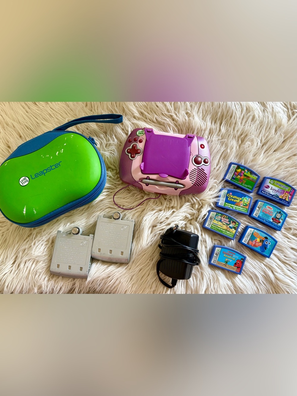 Leapfrog Leapster Multimedia Learning System 7 Games Case Leap Frog Handheld Lot